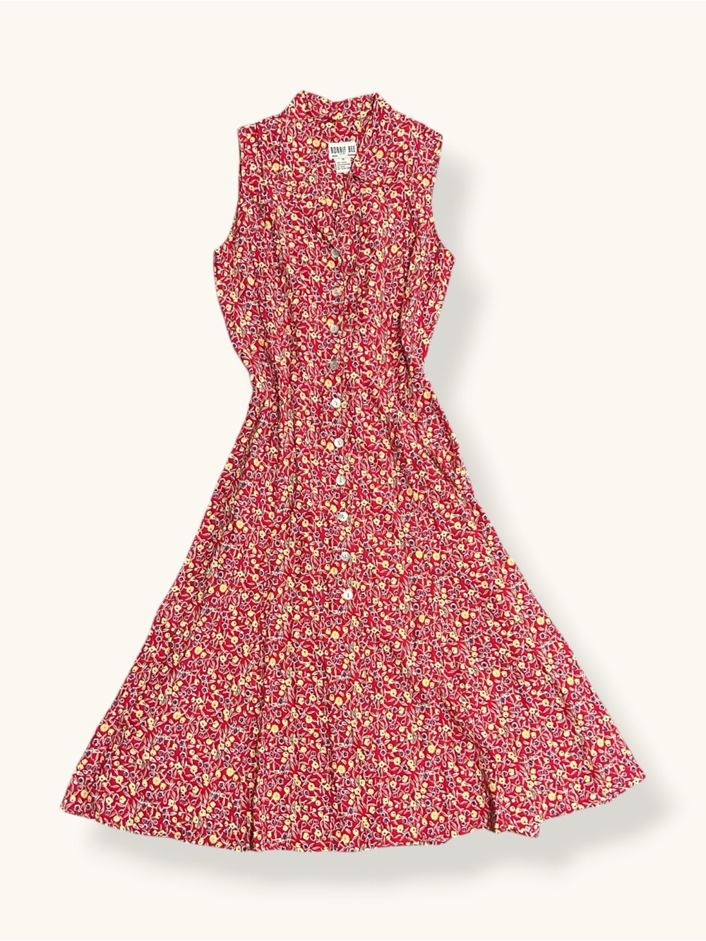 Vintage 90s Robbie Bee floral Sleeveless collared dress
